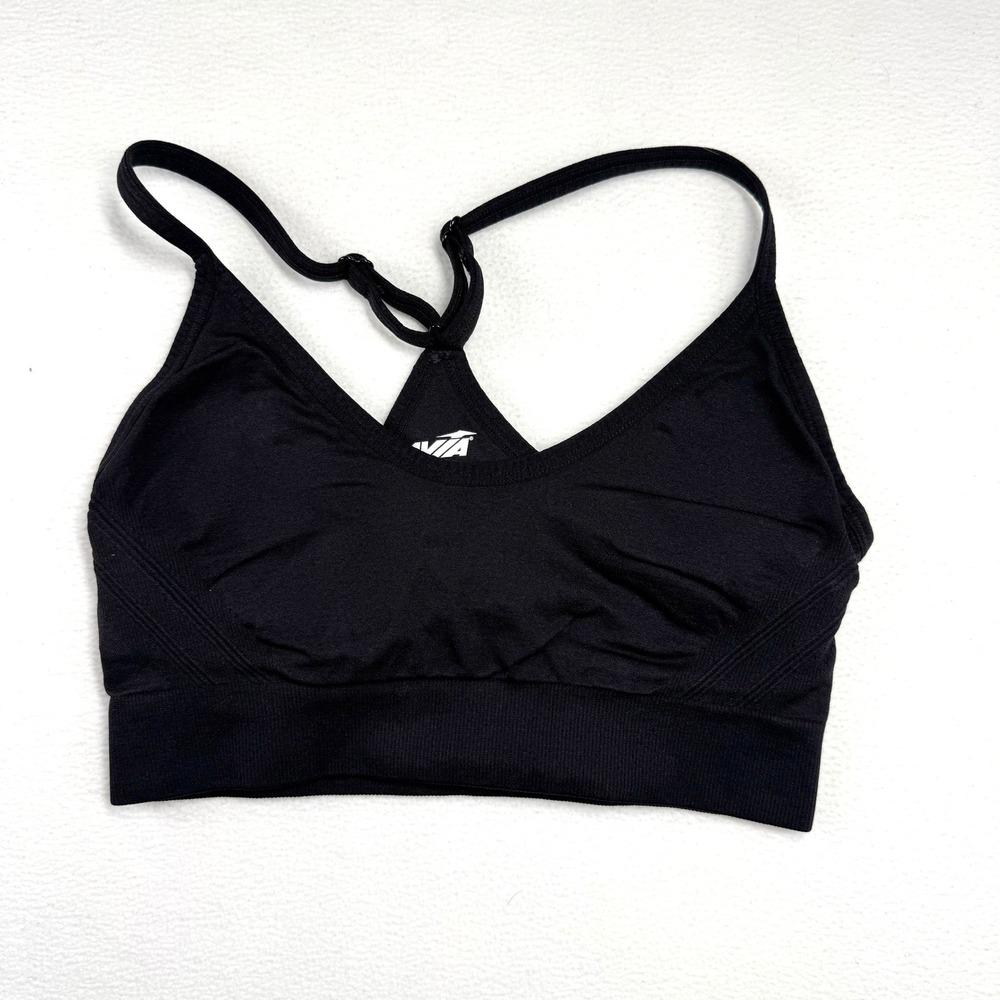 Avia Womens Black Seamless Racerback Sports Bra Adjustable‎ Straps Size Small